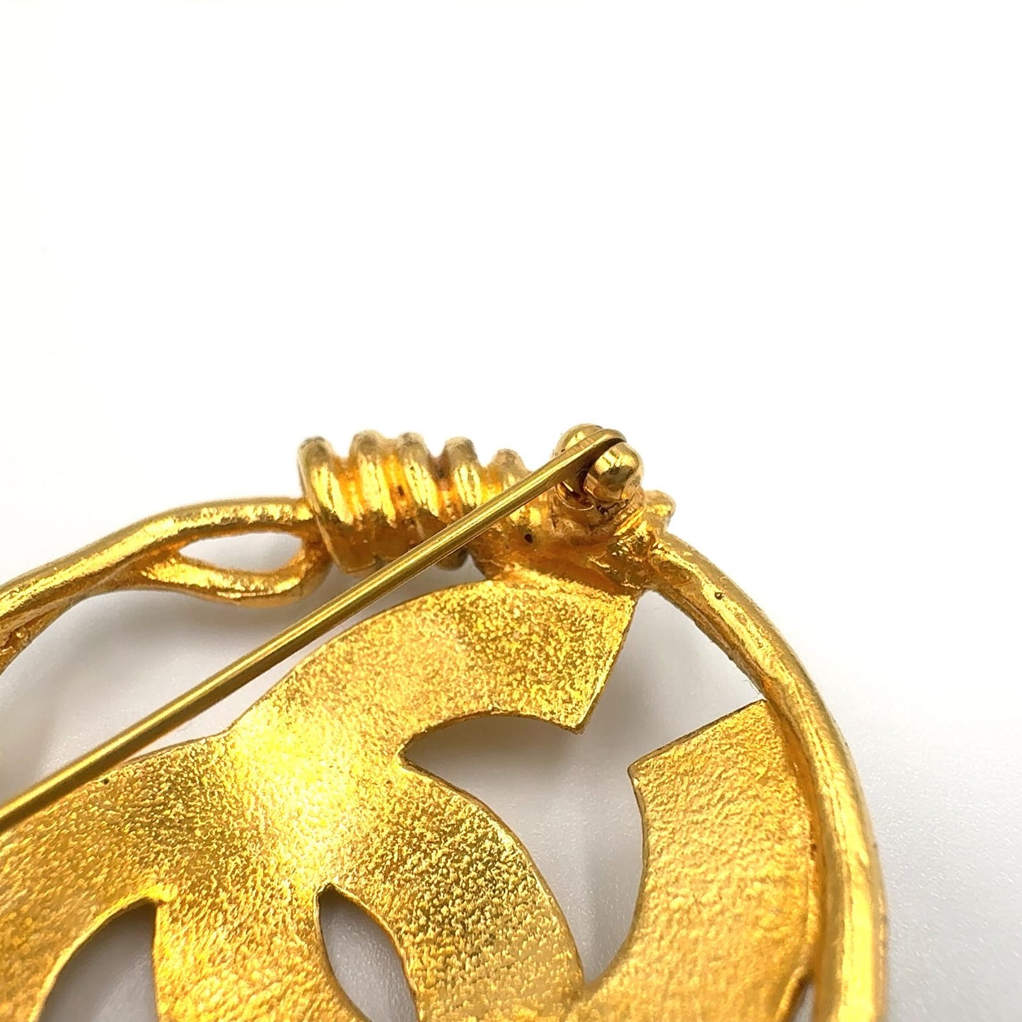 Chanel CC Logo Gold Plated Brooch — view 9