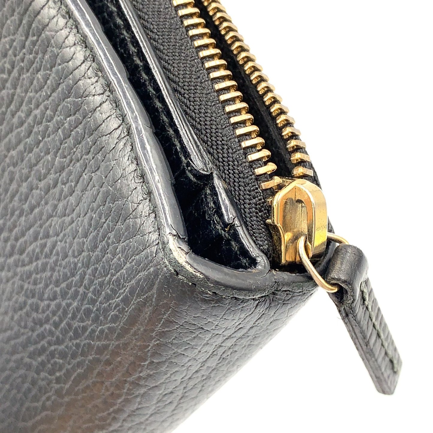 Gucci Interlocking Trifold Leather Black Wallet Gold — view 9