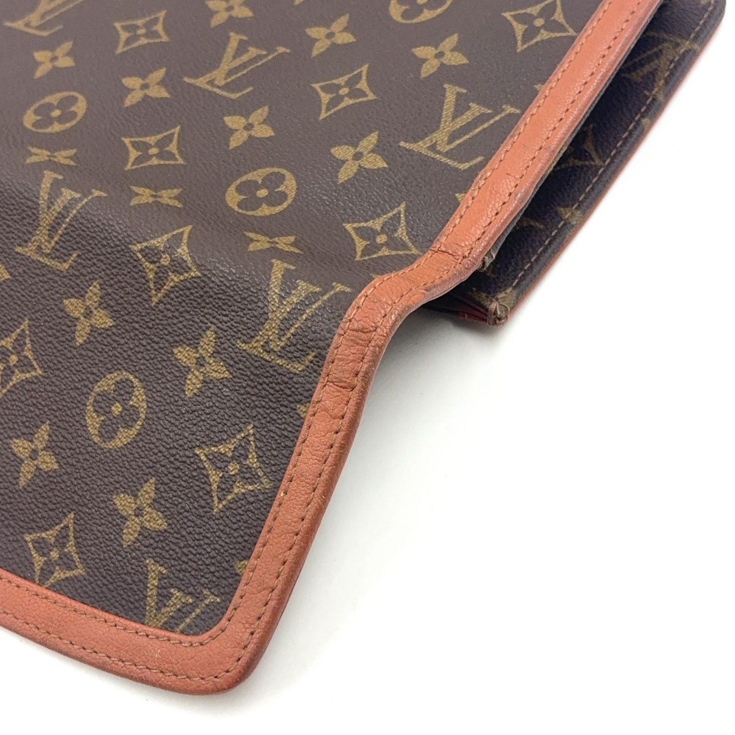 Louis Vuitton Pochette Dam GM Monogram Leather Brown Clutch Gold — view 9