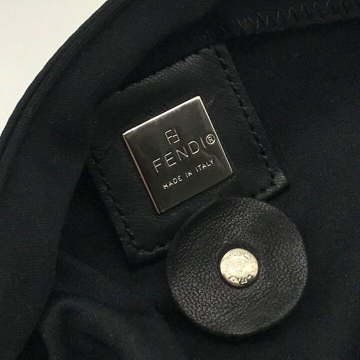 Fendi Cotton Bucket Shoulder Bag Black Purse — view 9