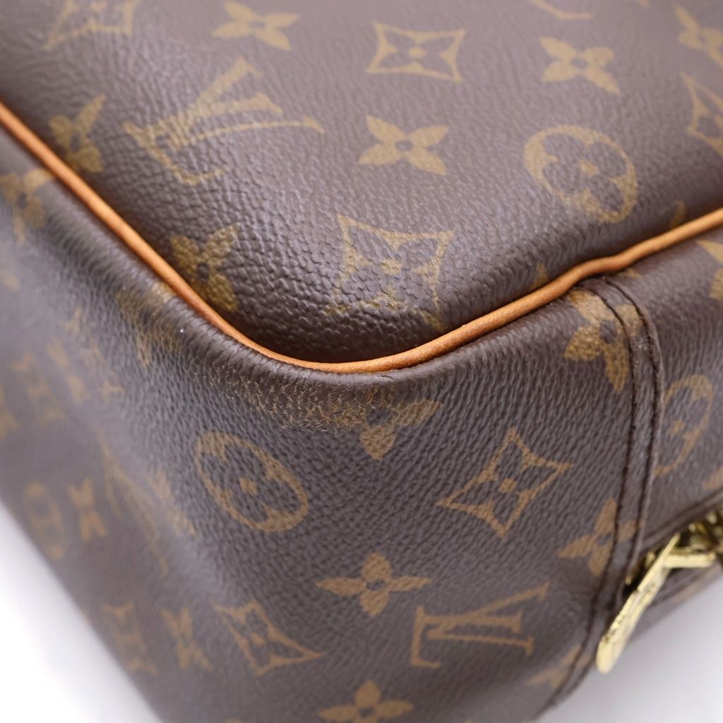 Louis Vuitton Monogram Deauville Handbag Brown Leather Gold — view 6