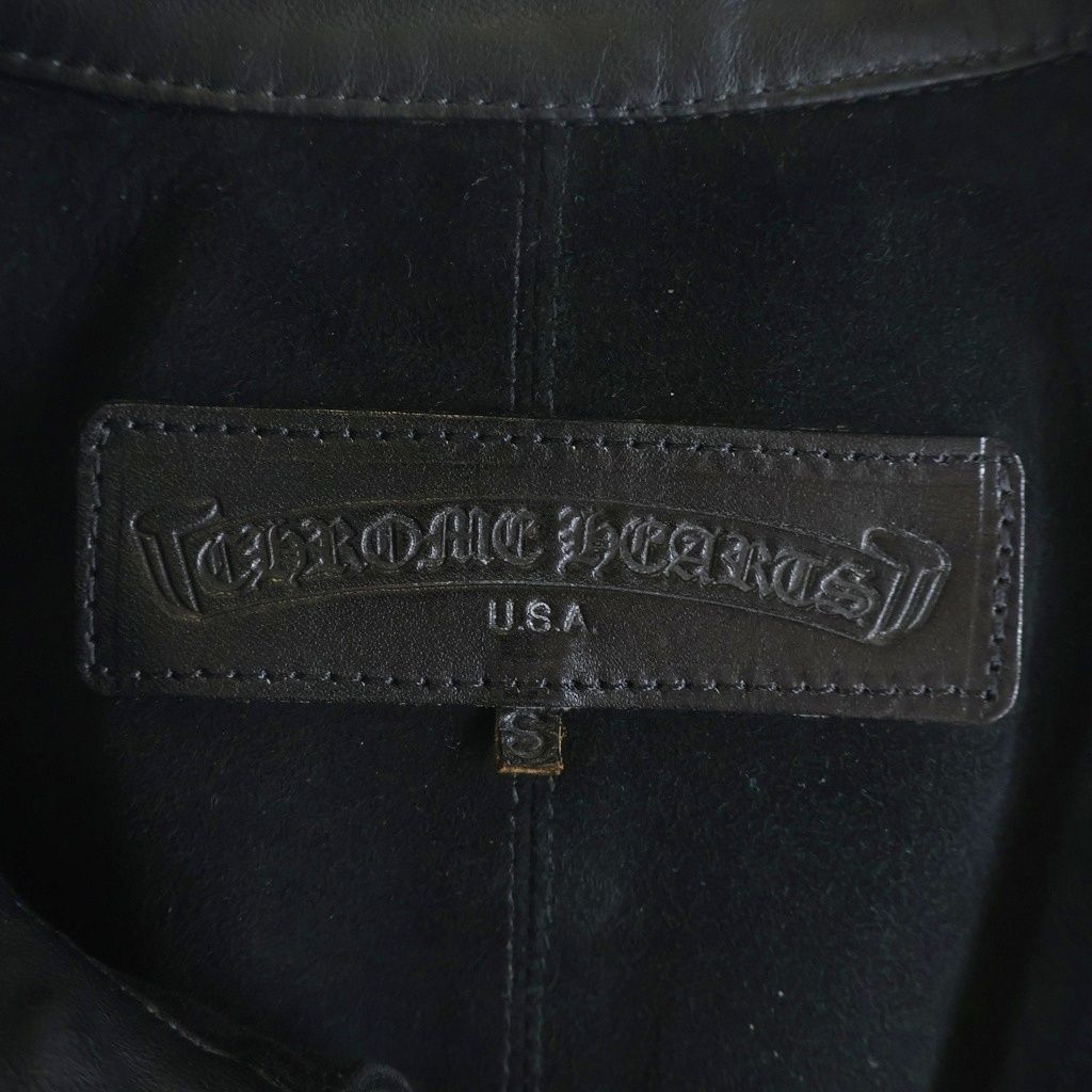 Chrome Hearts Cross Ball Button Long Sleeve Leather Shirt Jacket Black Silver — view 8