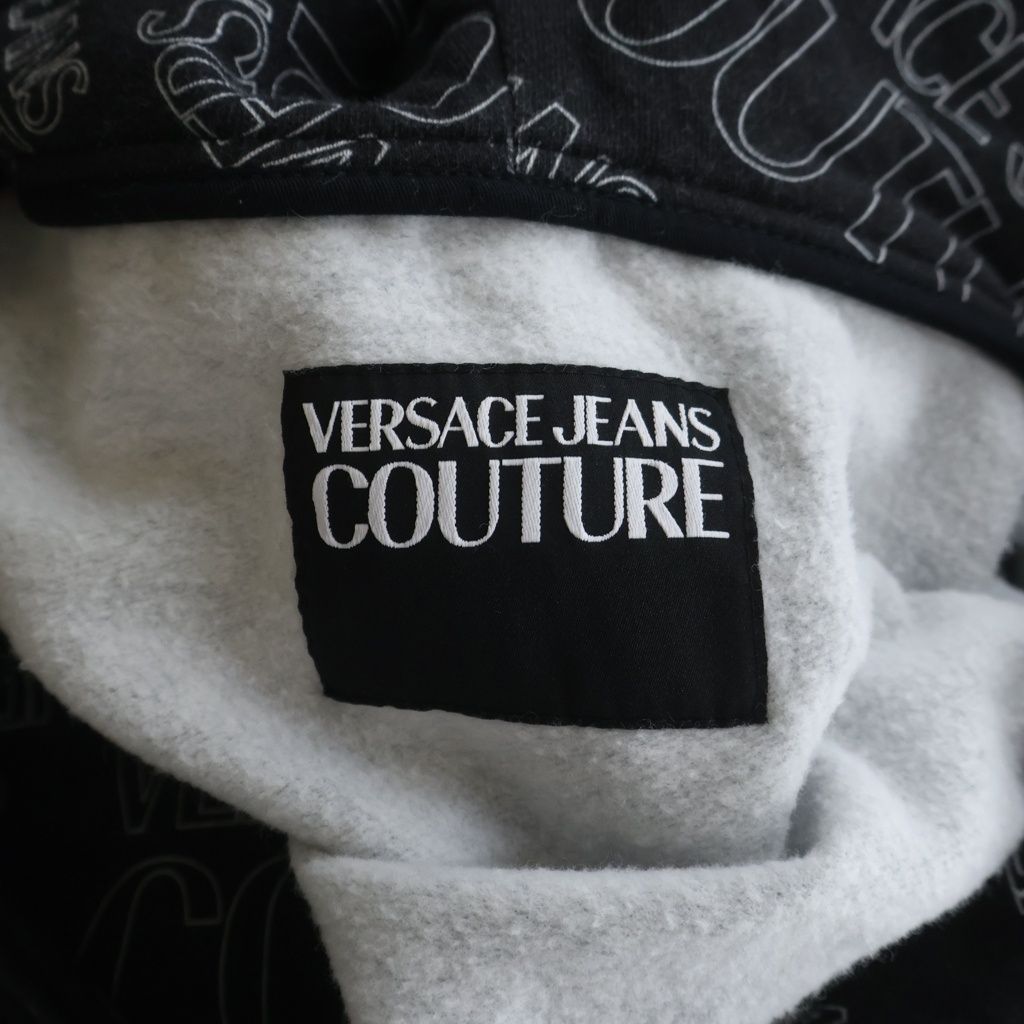 Versace Collection Logo Allover Pattern Zip Up Sweatshirt Hoodie Black — view 8