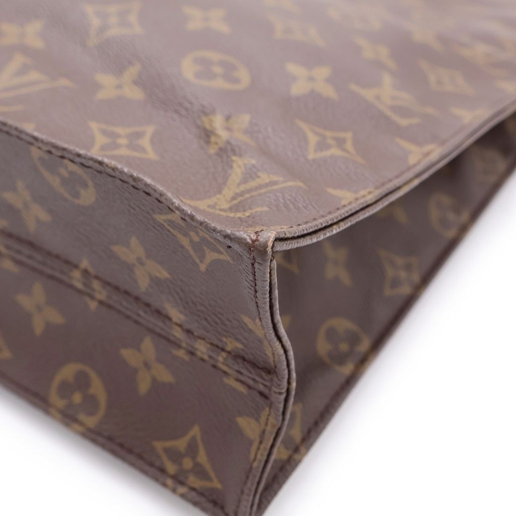Louis Vuitton Monogram Sac Plat Tote Brown Leather Gold — view 6