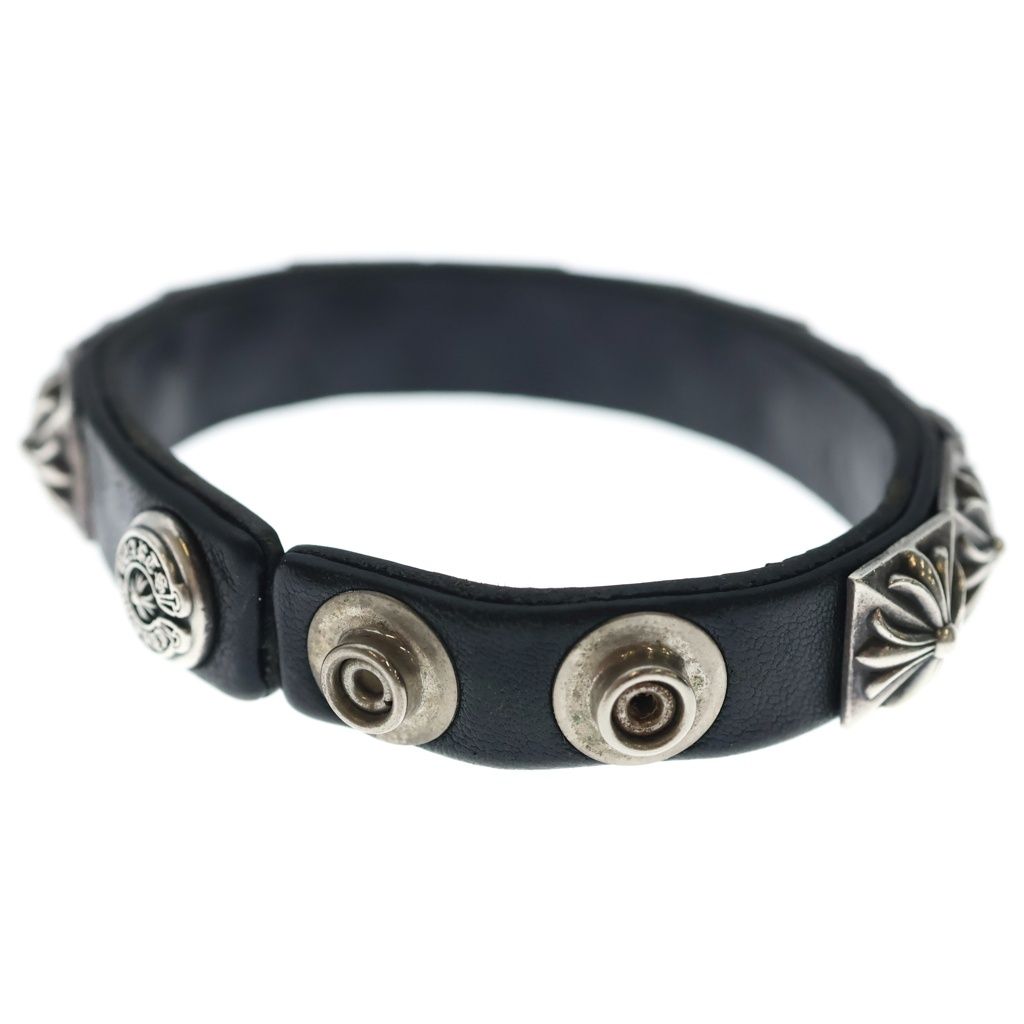 Chrome Hearts Zero Stud Sngl Row Pyramid Studs Single Leather Bracelet Silver — view 6