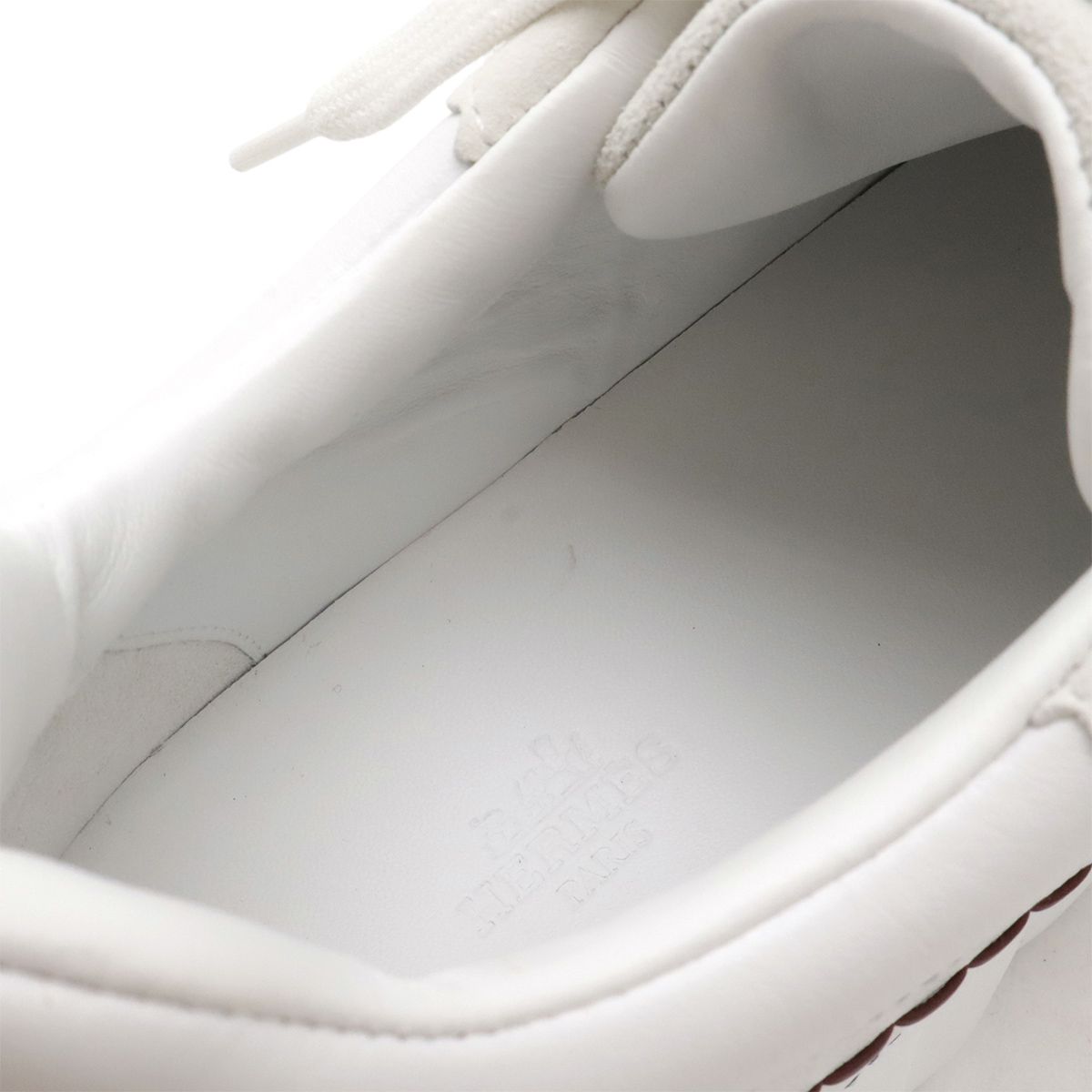 Hermes Bouncing Sneakers Logo Tartan Motif Leather White — view 8