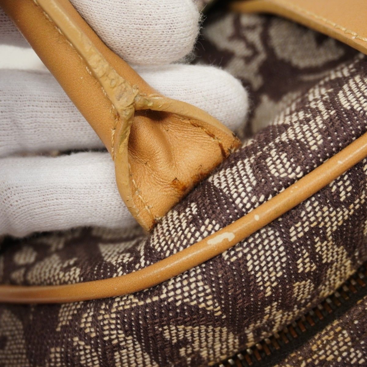 Dior Handbag Trotter Double Saddle Canvas Leather Brown Gold — view 9