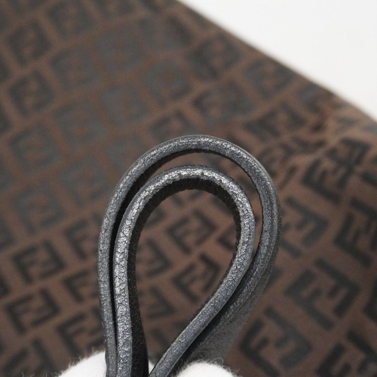 Fendi Handbag Zucchino Nylon Canvas Brown Silver — view 9