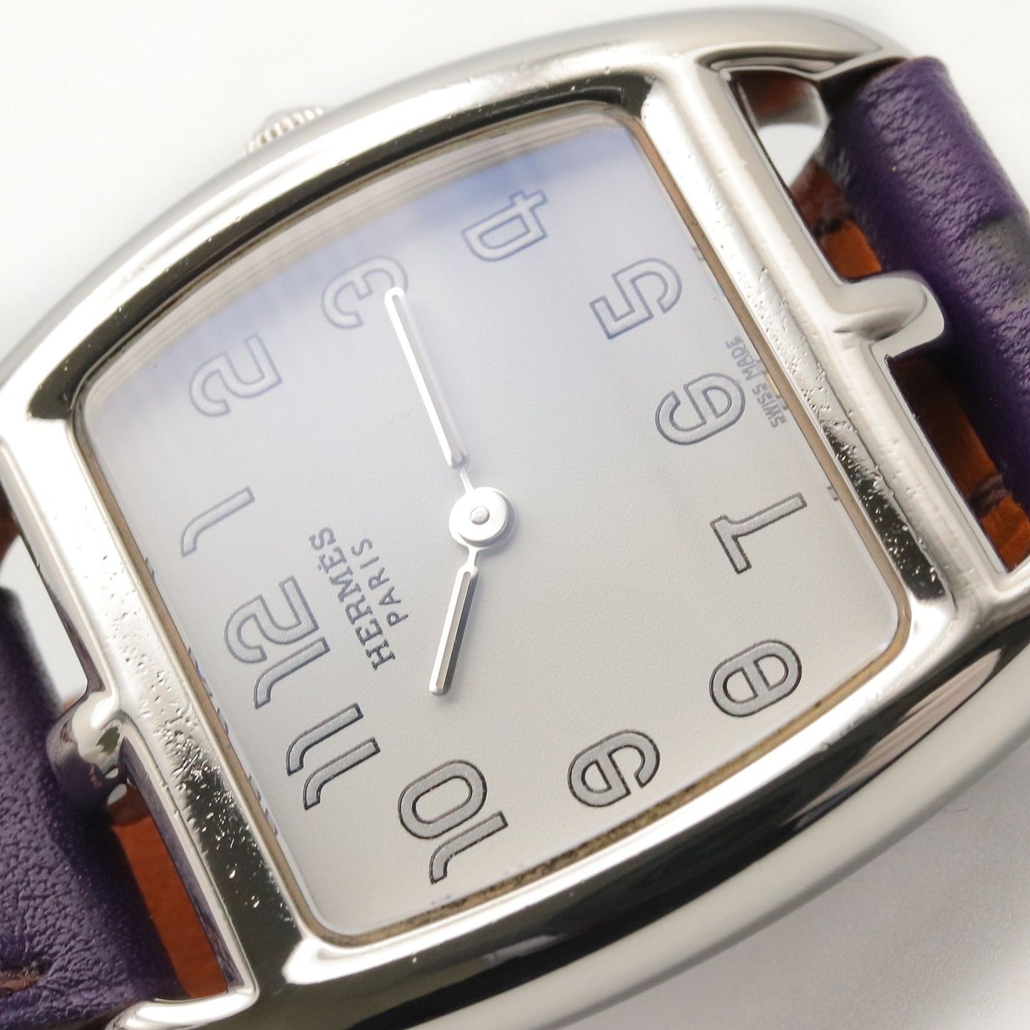 Hermes Watch Capecod Tonneau Double Tour White Stainless Steel Leather Belt — view 9