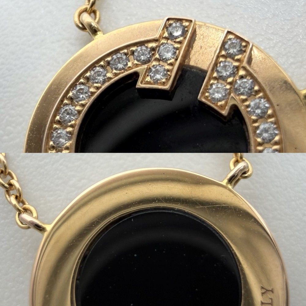 Tiffany & Co Necklace T Two Circle Pendant 18k PG Gold Onyx Black — view 8
