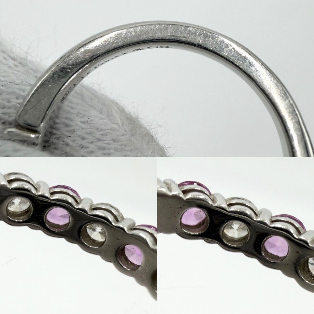 Tiffany & Co Ring Forever Embrace Band Half Eternity Platinum Diamond Pink — view 6