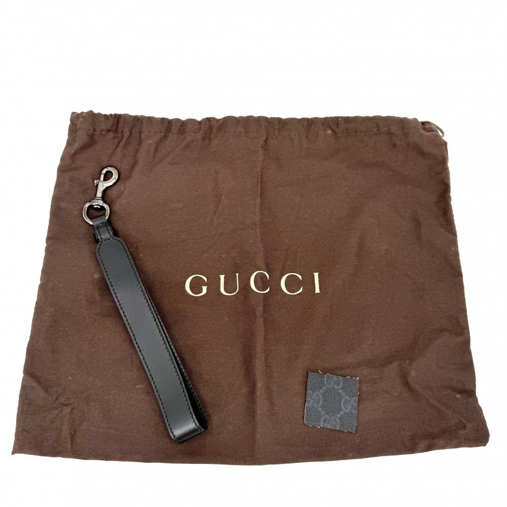 Gucci Clutch Second Pouch GG Supreme Canvas Leather Black Gunmetal — view 8