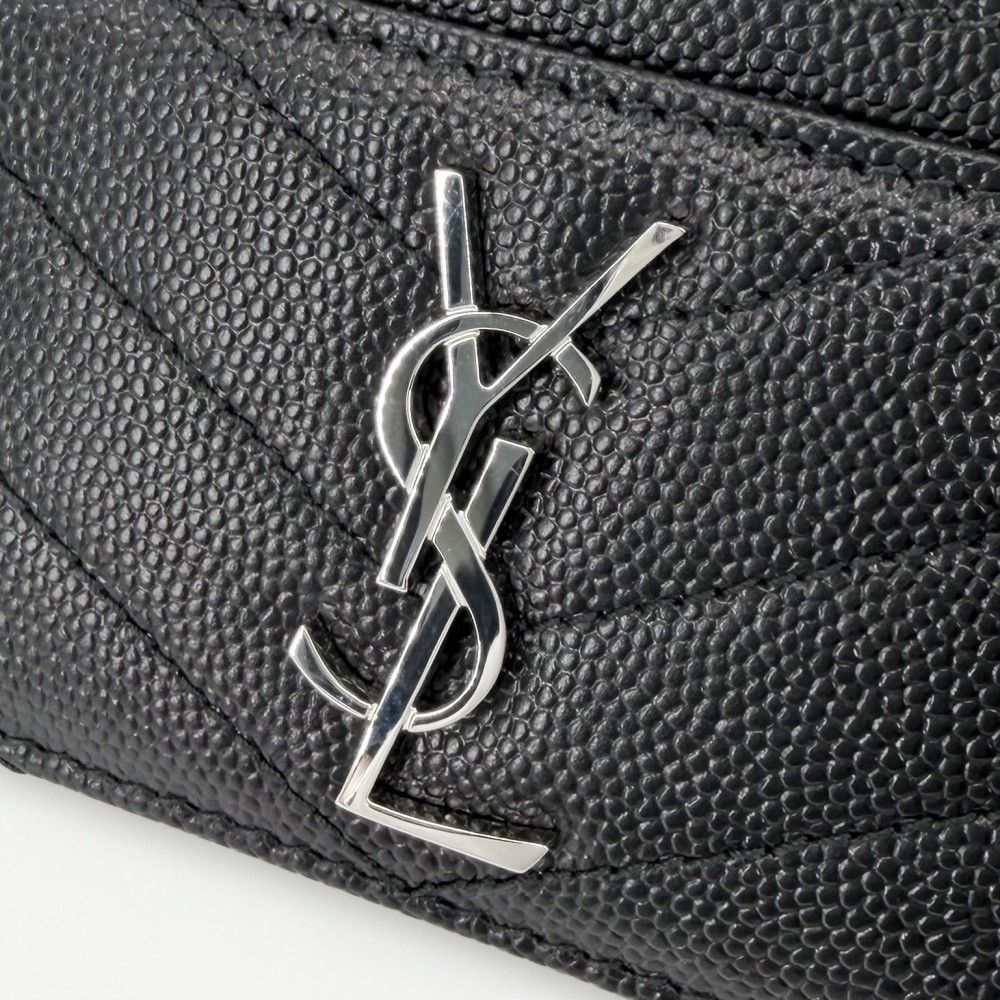 Saint Laurent Paris Card Case Cassandra Set Era Leather Black Silver — view 6