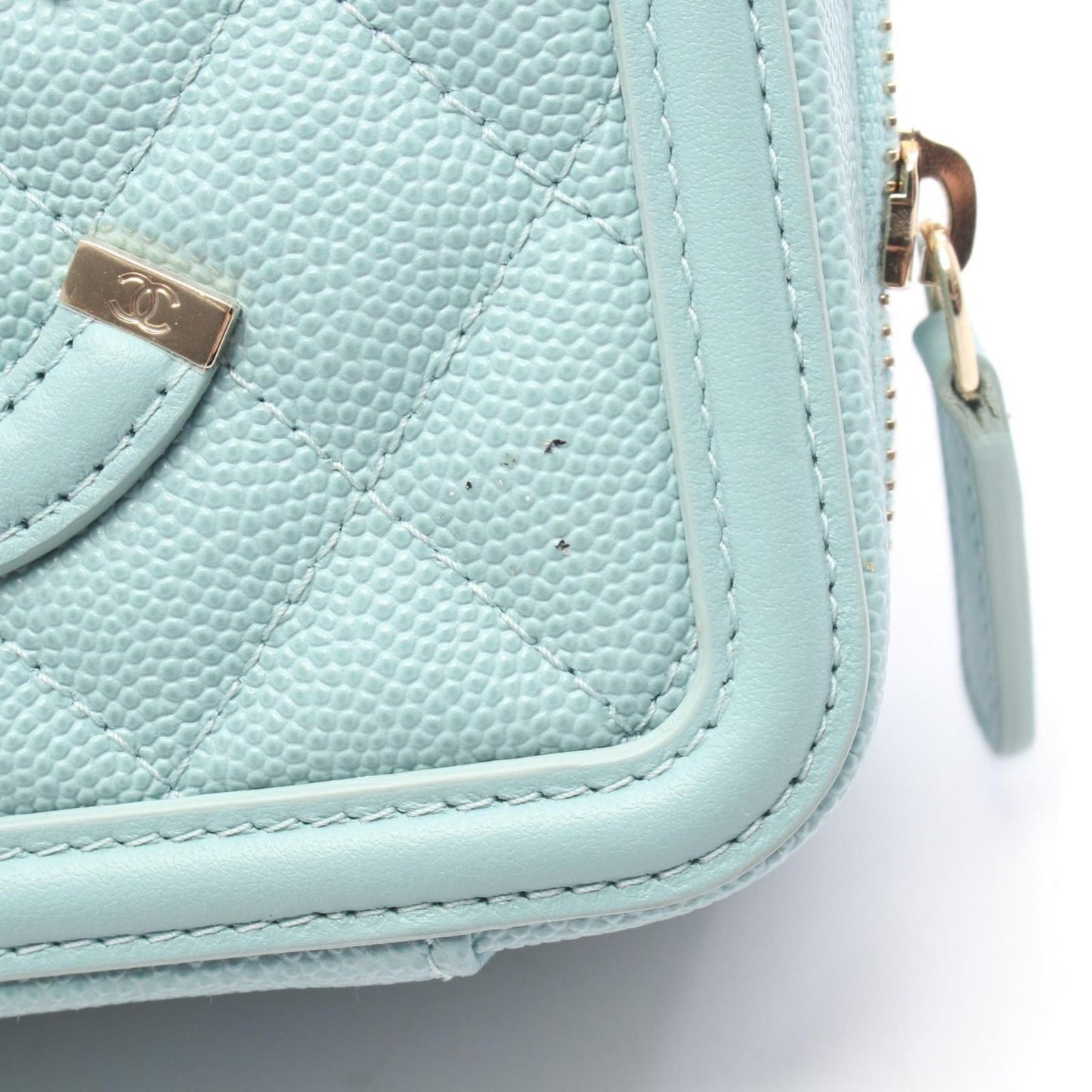 Chanel Shoulder Bag CC Filigree Mini Vanity Light Blue Caviar Leather CC — view 7