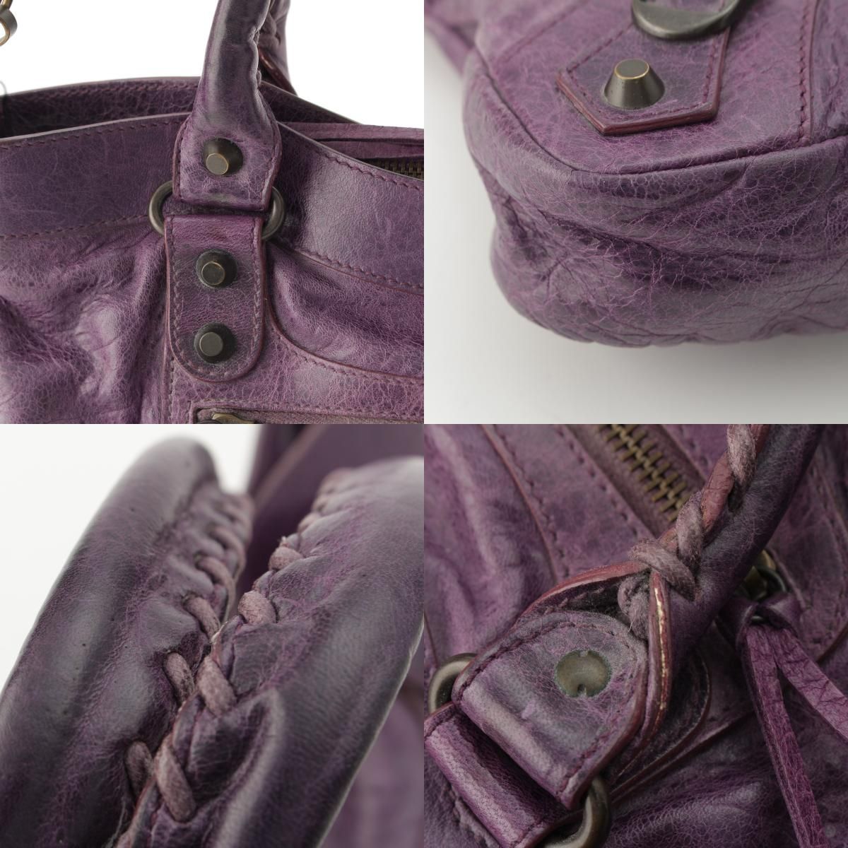 Balenciaga the Fast Leather 2-Way Shoulder Handbag Purple — view 9