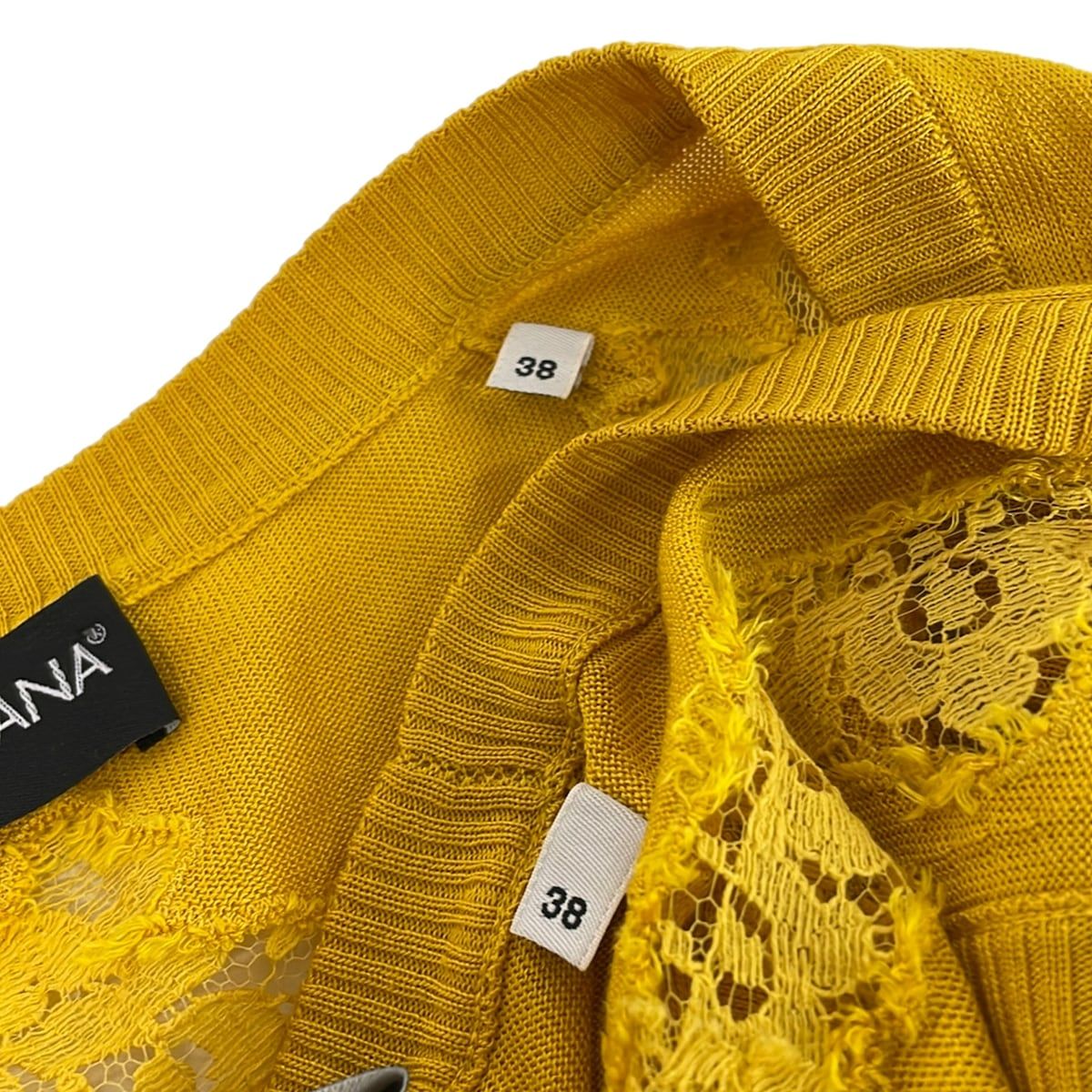 Dolce & Gabbana Ensemble Dark Yellow Silk Lace — view 6