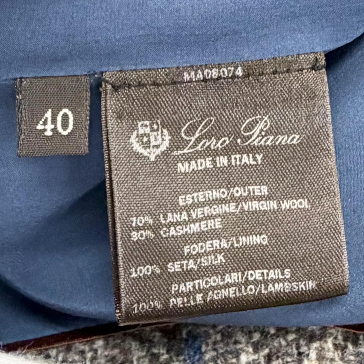 Loro Piana Wool Cashmere Plaid Calf Usage Jacket Gray Blue 40 — view 9