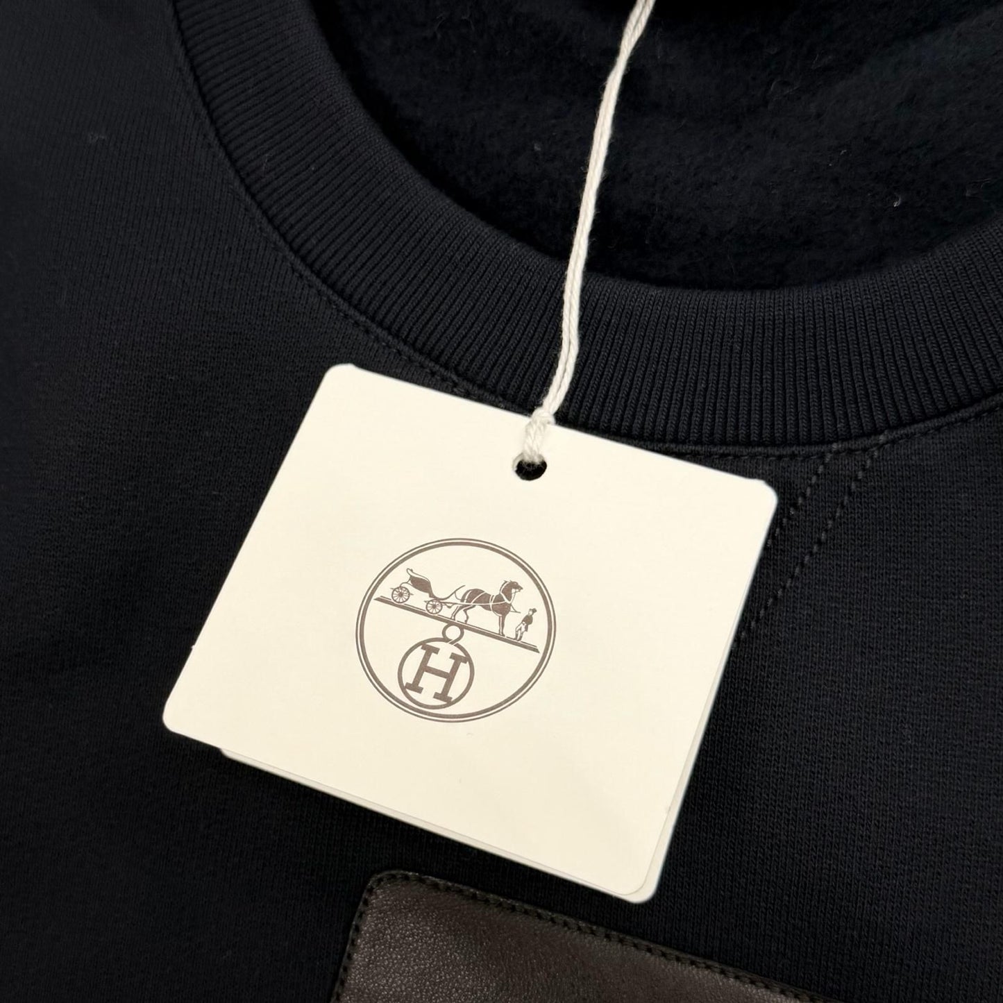 Hermes Etriers Decales Cotton 100% Leather Patch Crew Neck Brushed Lining — view 8