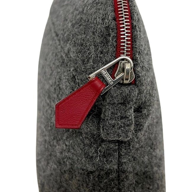 Hermes Pouch Bolide 20 Mini Gray Case Wool — view 9