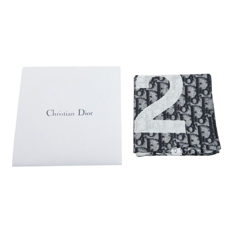 Dior Trotter Number 2 Scarf Navy White Cotton — view 3