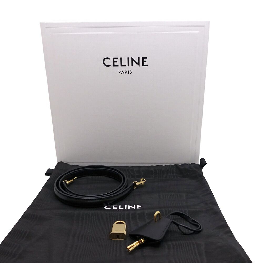Celine Seeds 16 Small Handbag 2-Way Leather Black Gold — view 8
