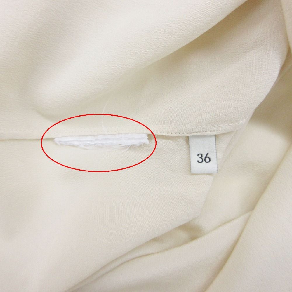 Gucci Long Sleeve Shirt Ruffle Blouse Bowtie Ribbon GG Pearl Button Top Beige 36 — view 9