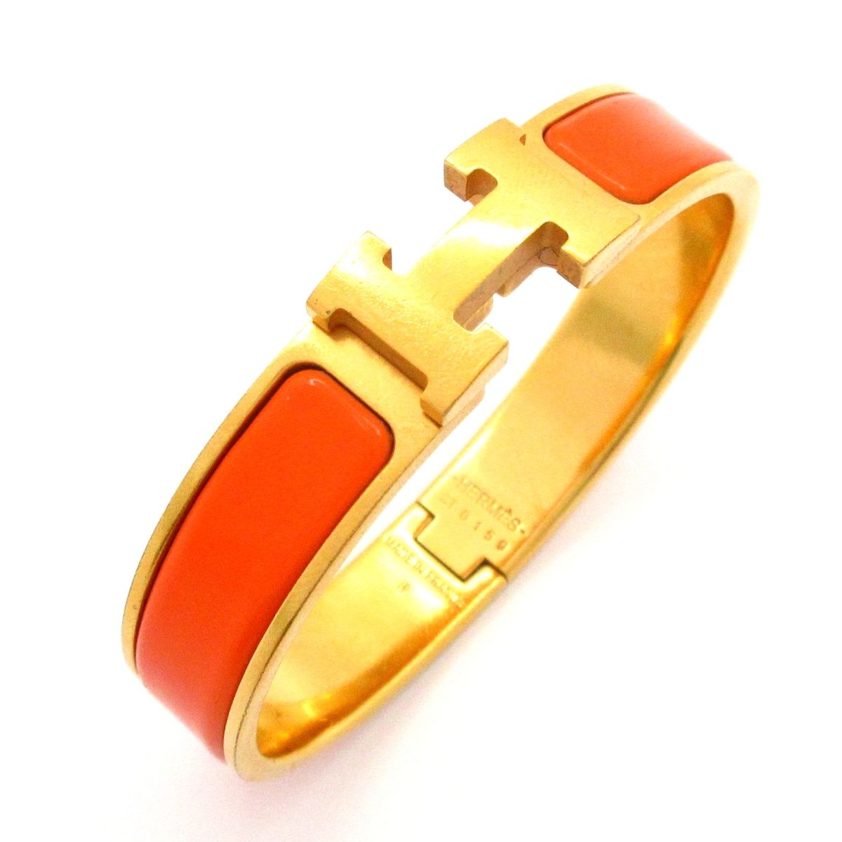 Hermes Bangle Click Gold Orange Bracelet — view 6