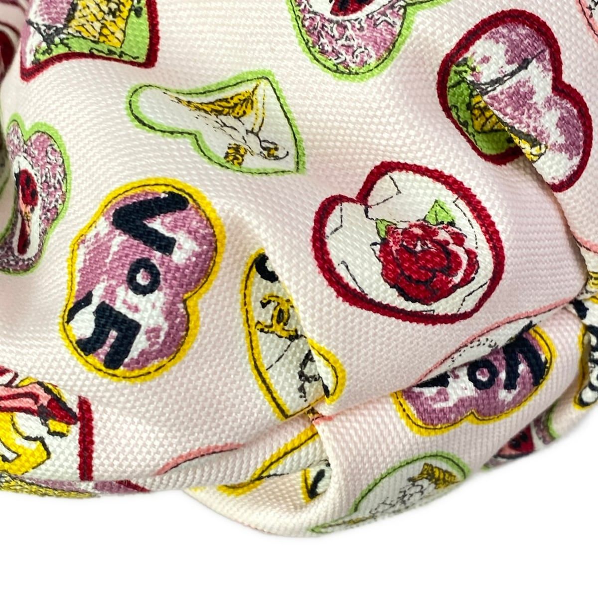 Chanel Tote Valentine Limited Light Pink Red Multi Heart Silver Chain Handle — view 9