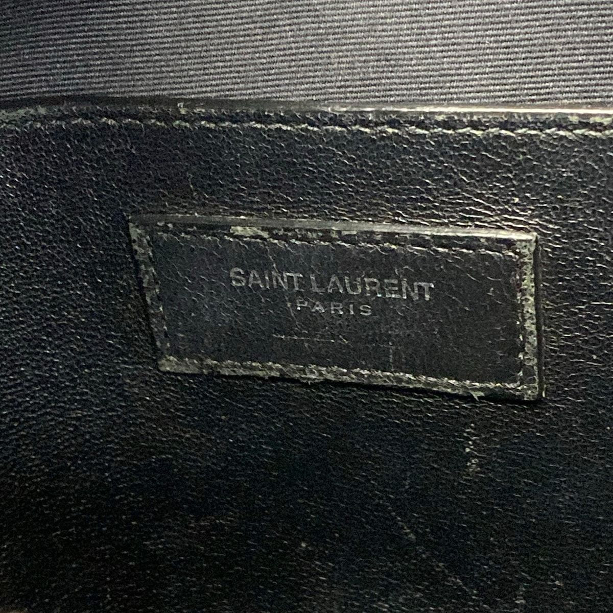Saint Laurent Paris Handbag Light Gray Black Leather — view 9