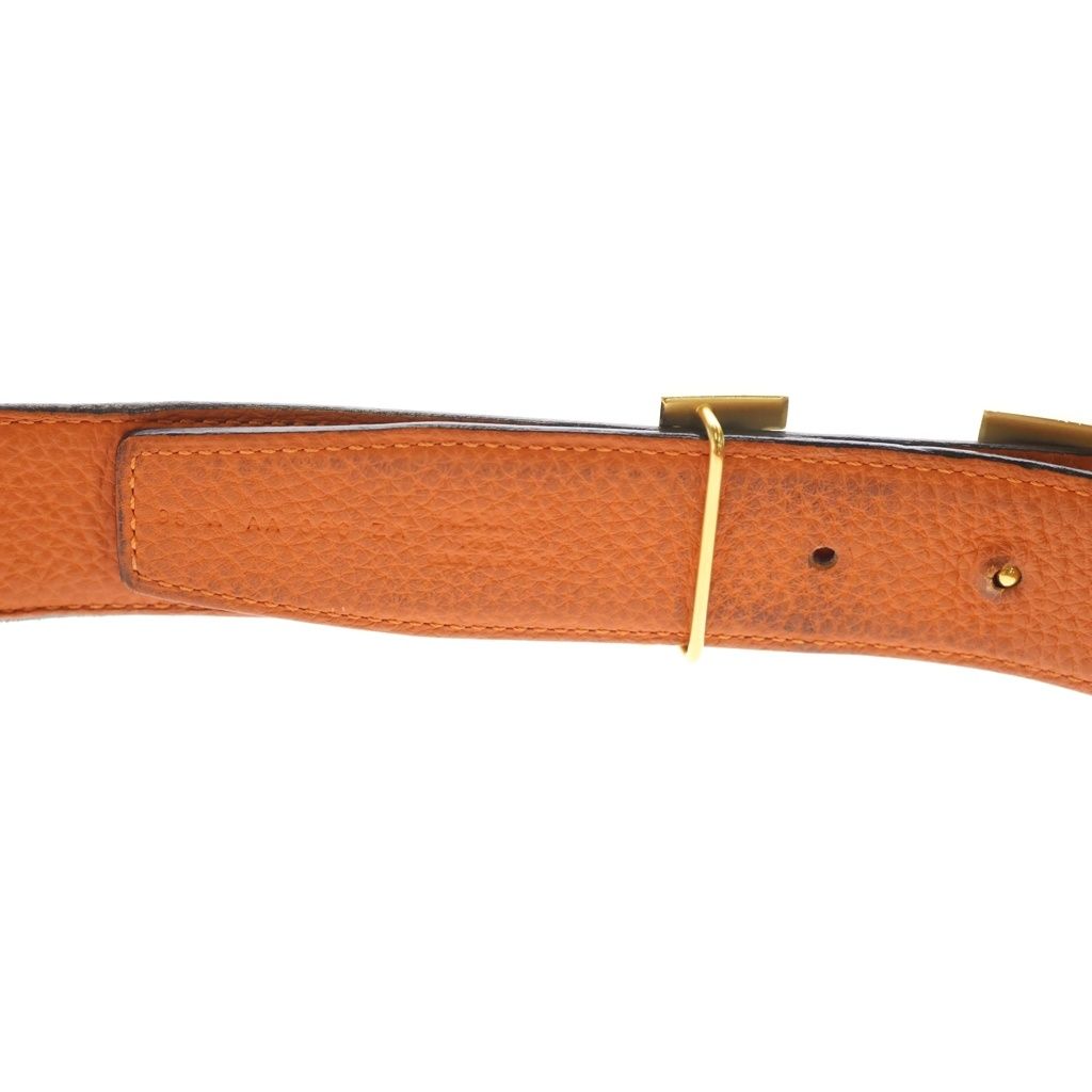 Hermes Buckle Constance Gold Reversible Leather Belt Orange Black — view 6
