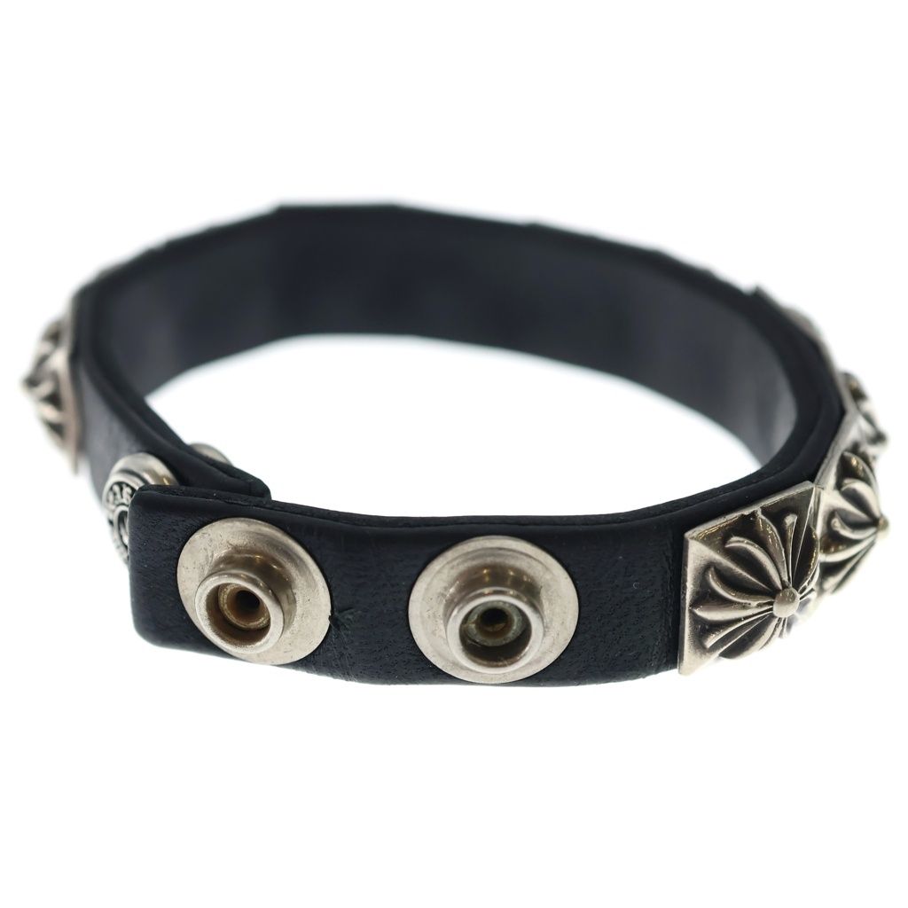 Chrome Hearts Zero Stud Sngl Row Pyramid Studs Single Leather Bracelet Silver — view 6