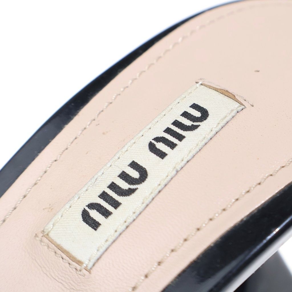 Miu Miu Patent Rhinestone Leather Mules — view 6