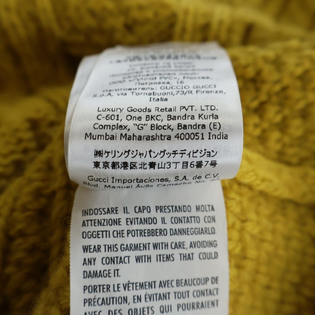 Gucci Detachable Sleeve Cable Long Knit Neck Sweater Yellow — view 8