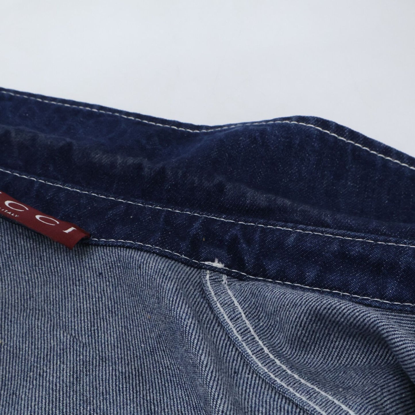 Gucci Leather Short Sleeve Denim Shirt 46 — view 9