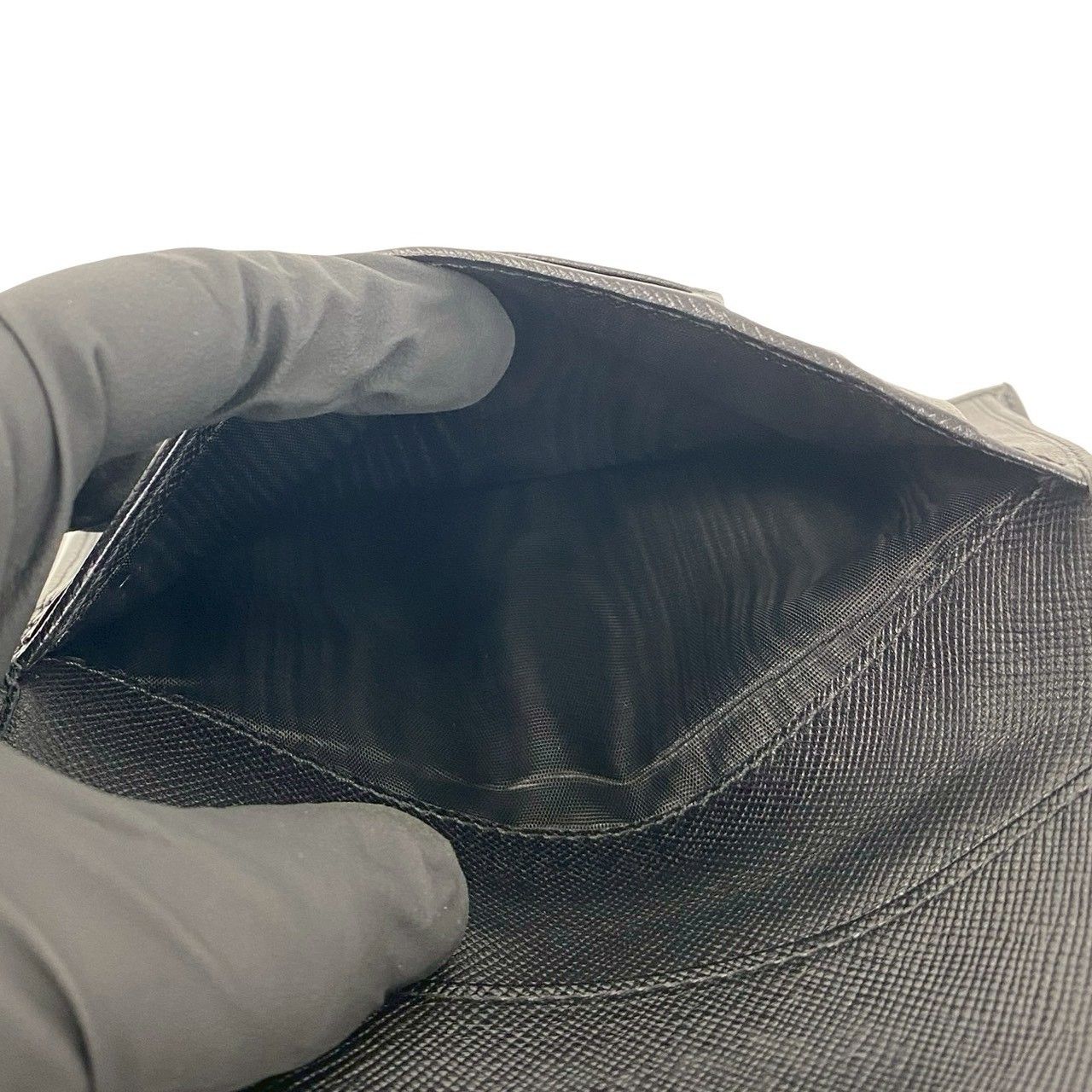 Prada Saffiano Leather Trifold Wallet Mini Black — view 9