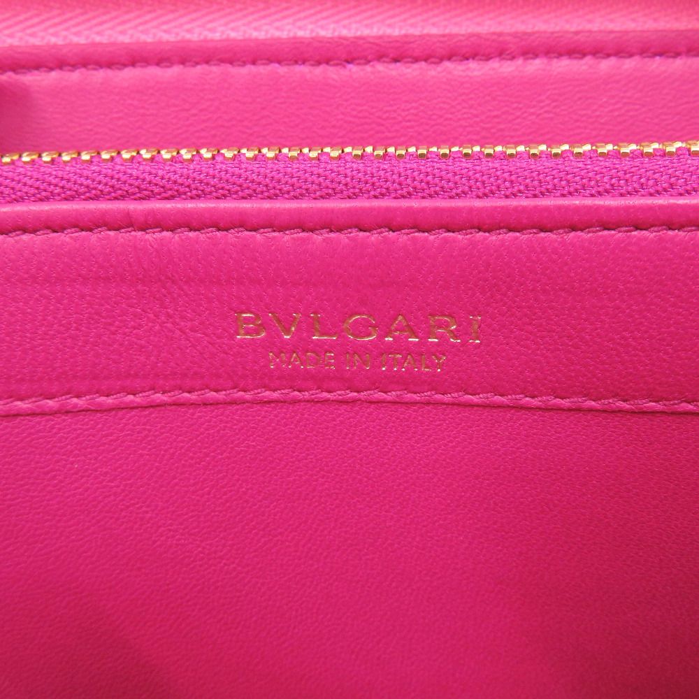 Bvlgari L-shaped Zipper Leather Pink Wallet — view 6