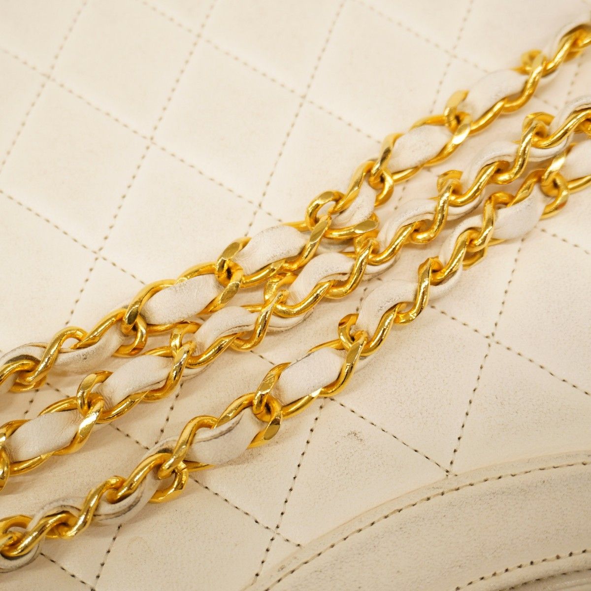Chanel Handbag Quilted Lambskin White Gold 2-Way — view 9