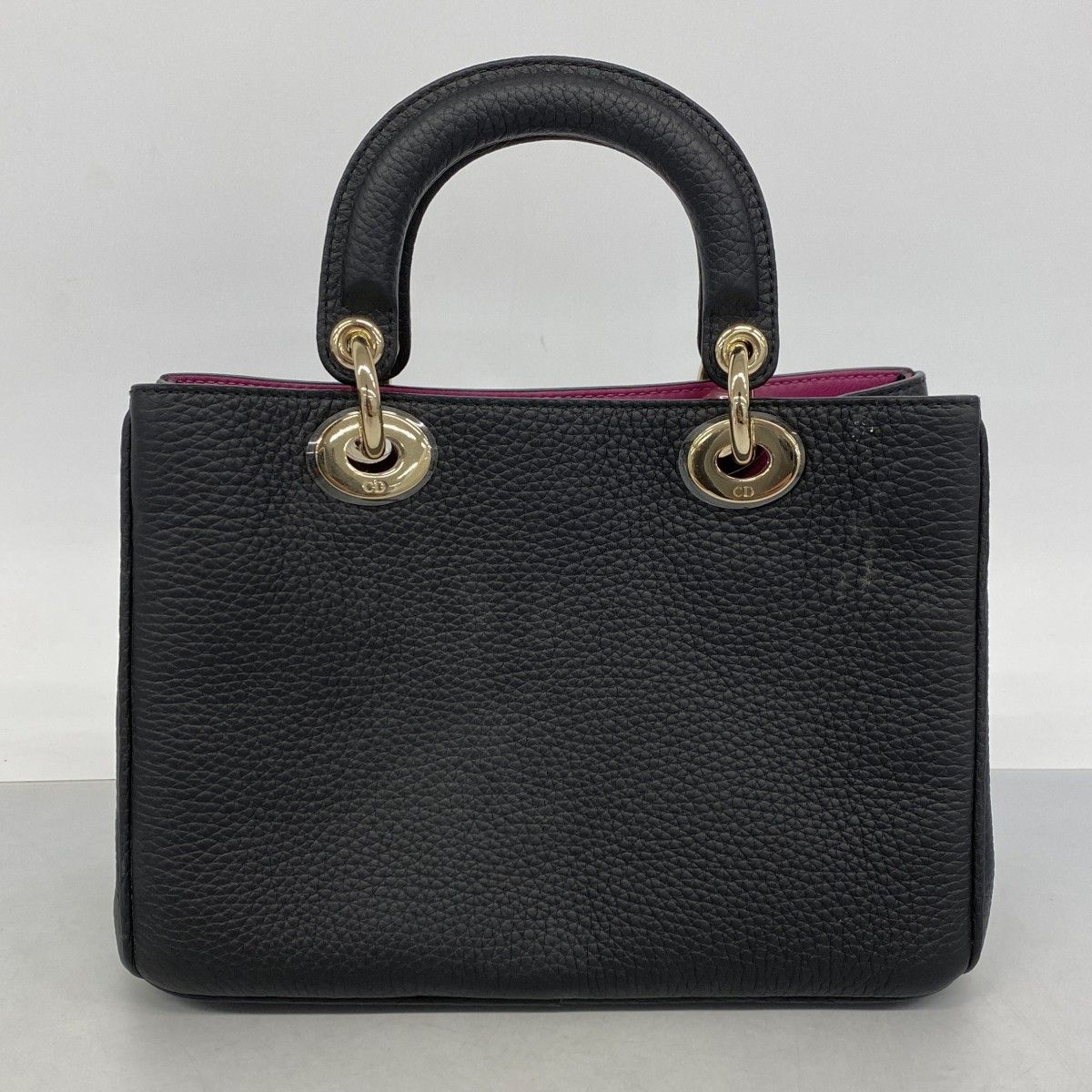 Dior Handbag Diorissimo Leather Black Champagne Gold — view 9