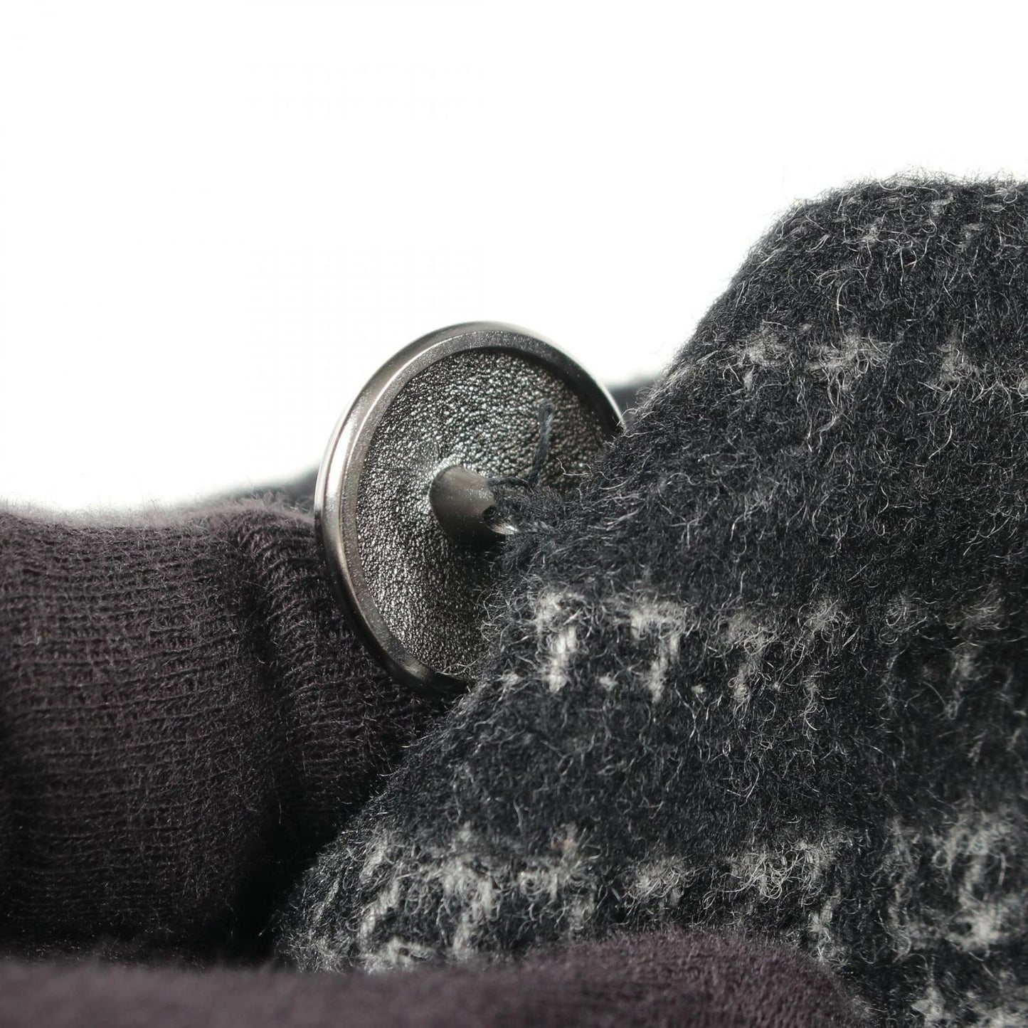 Chanel Skirt CC Logo Button Check Gray Wool — view 6