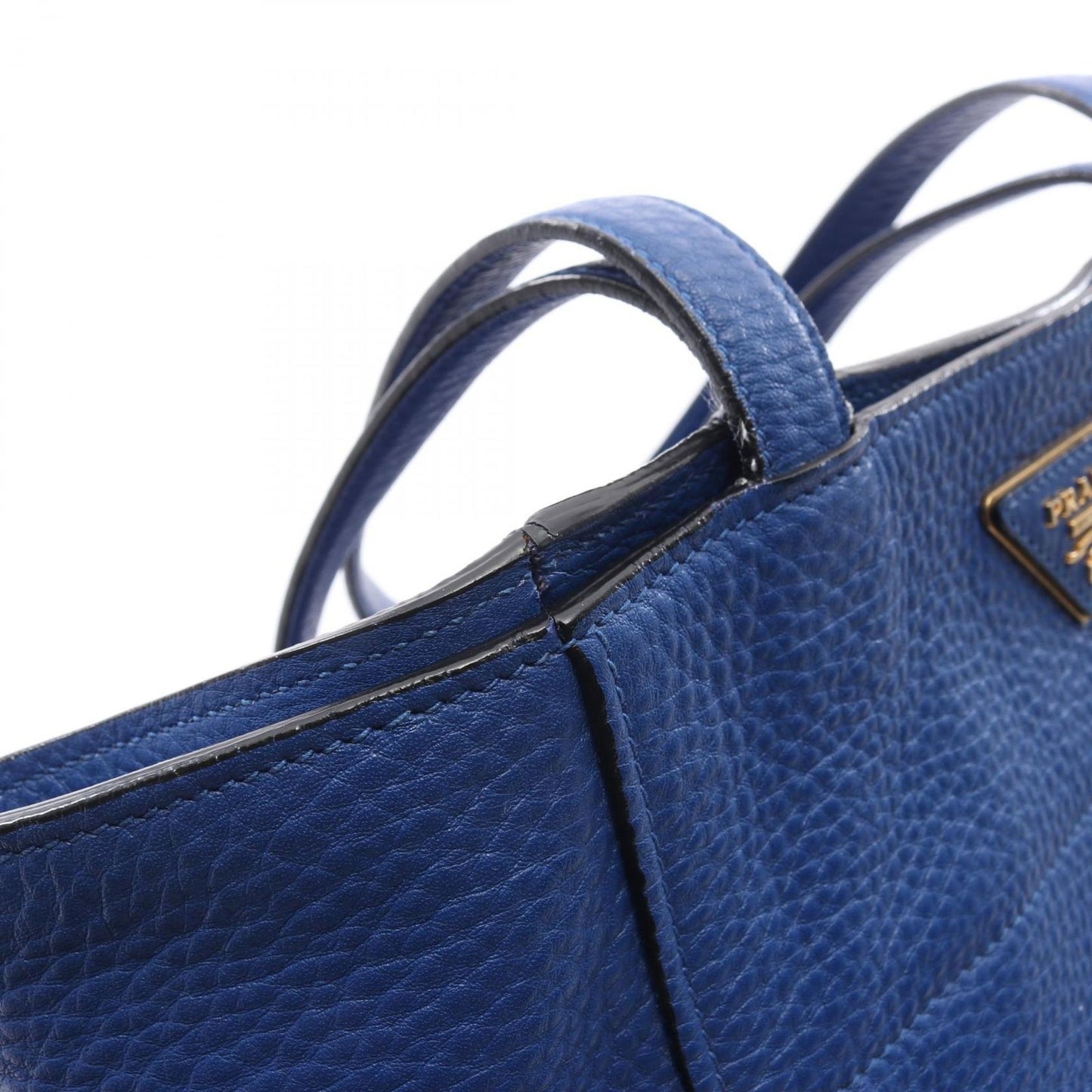 Prada Tote Vitello Daino Blue Leather — view 8