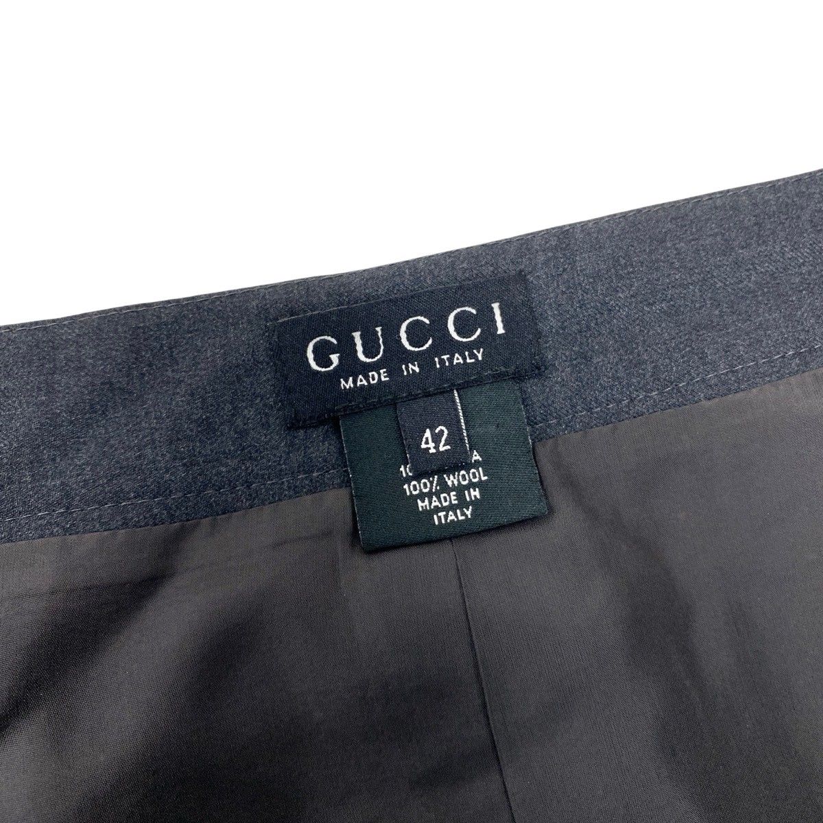 Gucci Vintage Wrap Skirt GG Gold Button 42 Dark Gray Wool — view 9