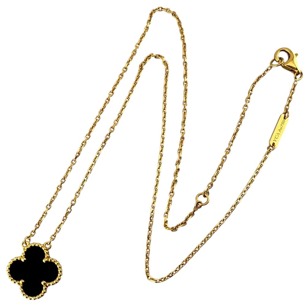 Van Cleef & Arpels Vintage Unhambra Necklace 18k Gold Onyx — view 9