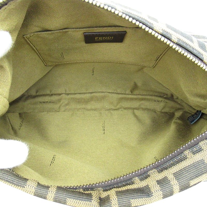 Fendi Zucca Shoulder Bag Canvas Leather Brown Black — view 7