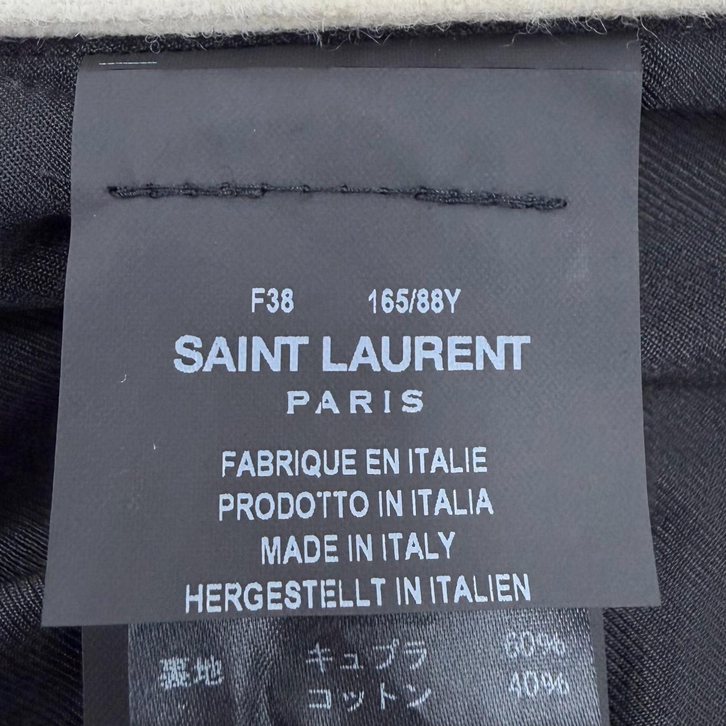 Saint Laurent Paris Wool Lambskin Back Heaven Varsity Jacket White Black 38 — view 9