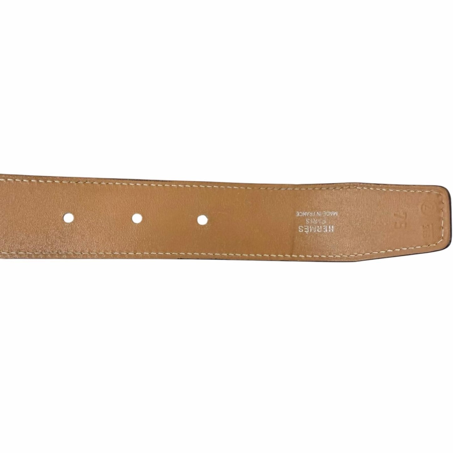Hermes Toareg Silver Buckle Leather Belt Black 75 — view 9