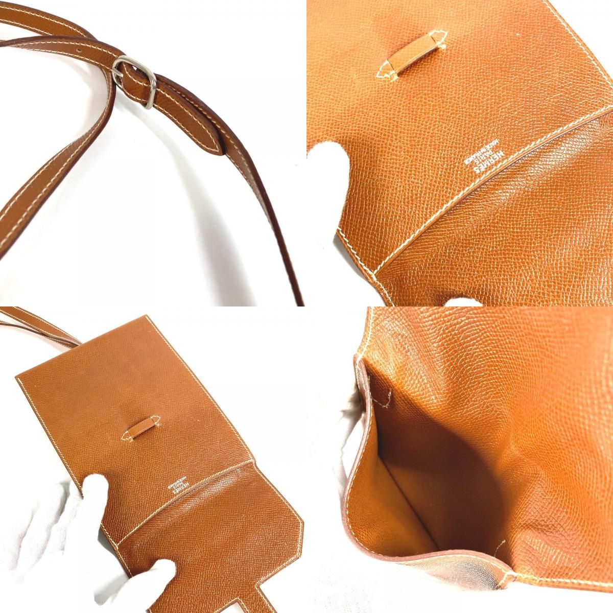 Hermes Shoulder Bag Amelie Leather Brown — view 9