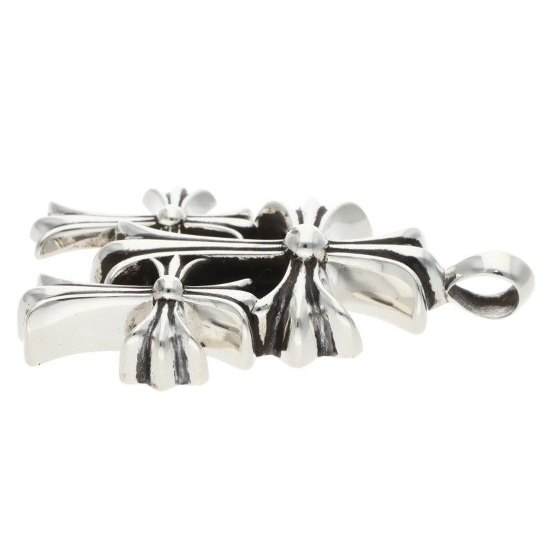 Chrome Hearts 3 CH Crs Sml Triple CH Cross Small Silver Pendant — view 5