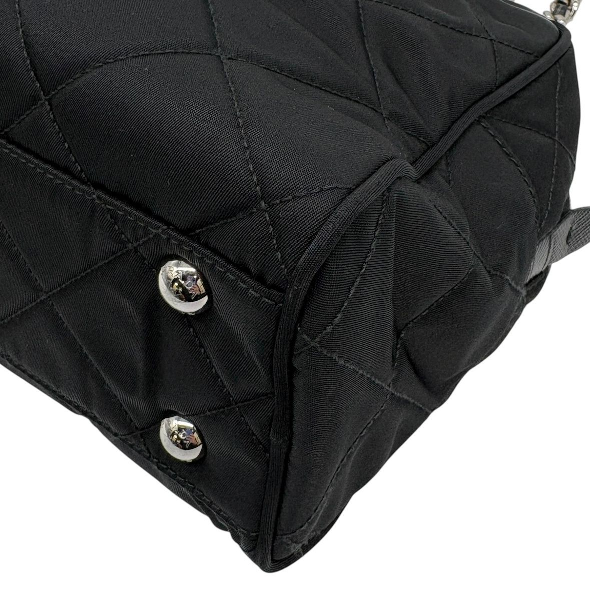 Prada Shoulder Bag Tessuto Impuntu Quilted Stitch Triangle Logo Chain Nylon — view 9
