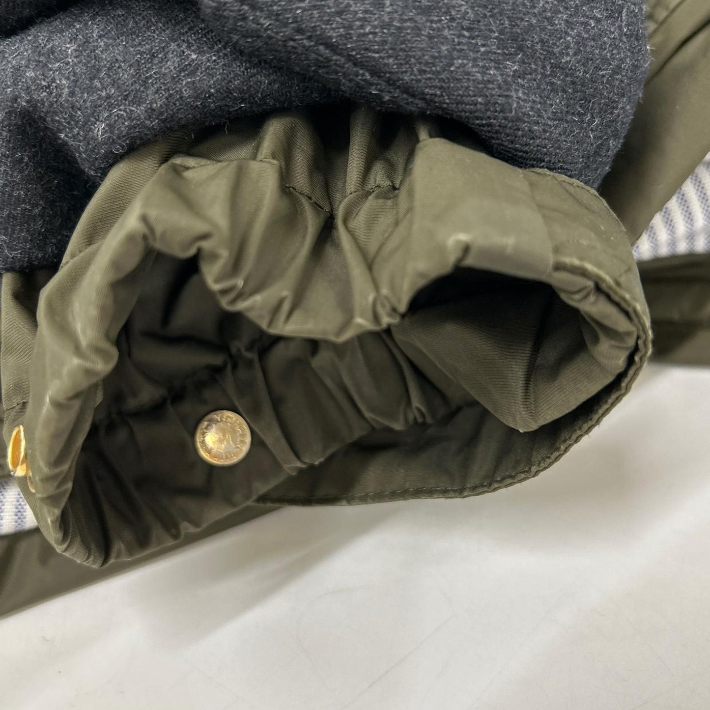 Moncler Gamme Blue Gum Arm Contrast Partial Suede Hoodie Down — view 9