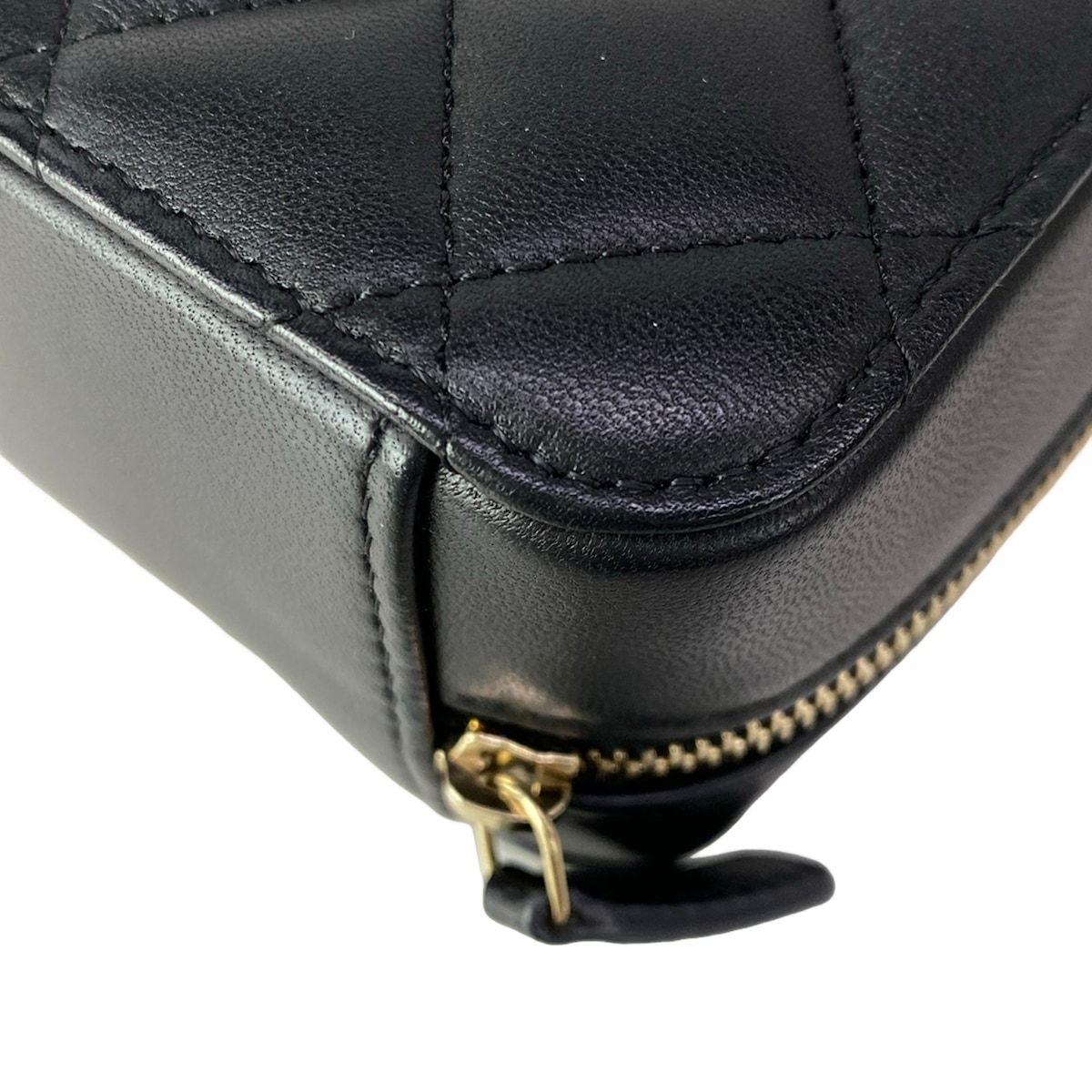 Chanel Shoulder Bag Quilted Mini Black Chain Gold Cocobol — view 9